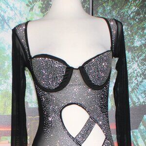 RHINESTONE COCKTAIL DRESS, BLACK L (NWOT)